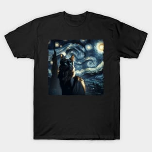 Chausie Starry Night Inspired - Artistic Cat T-Shirt